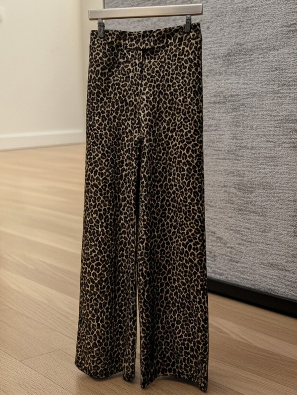 Leopard Print Wide-Leg Pants - Brown/Black